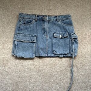 Denim Mini Skirt with Cargo Pockets